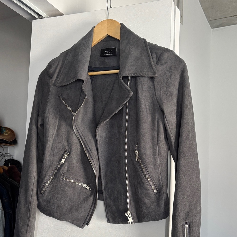 Vici Charcoal Leather Jacket